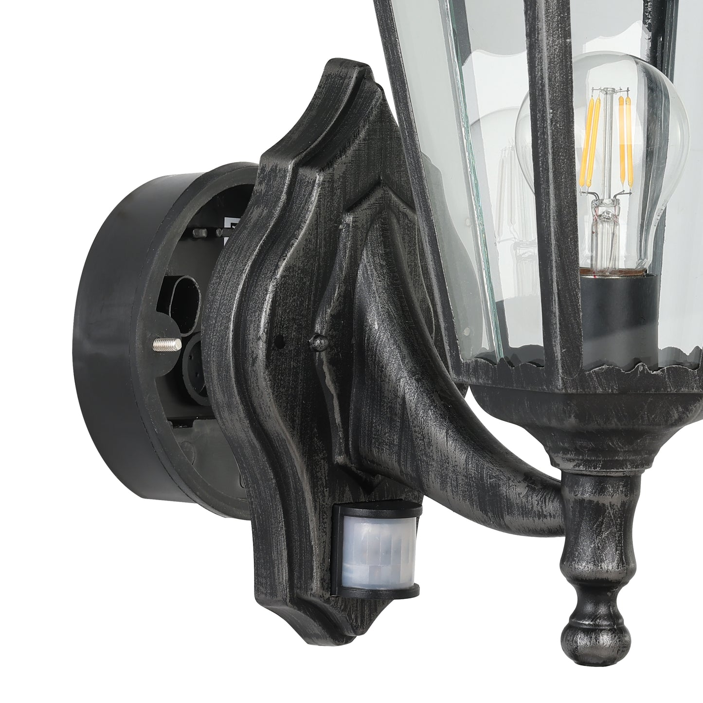 Navedo Black Outdoor Wall Light Upwards with Sensor