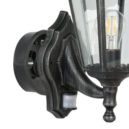 Navedo Black Outdoor Wall Light Upwards with Sensor