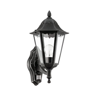 Navedo Black Outdoor Wall Light Upwards with Sensor