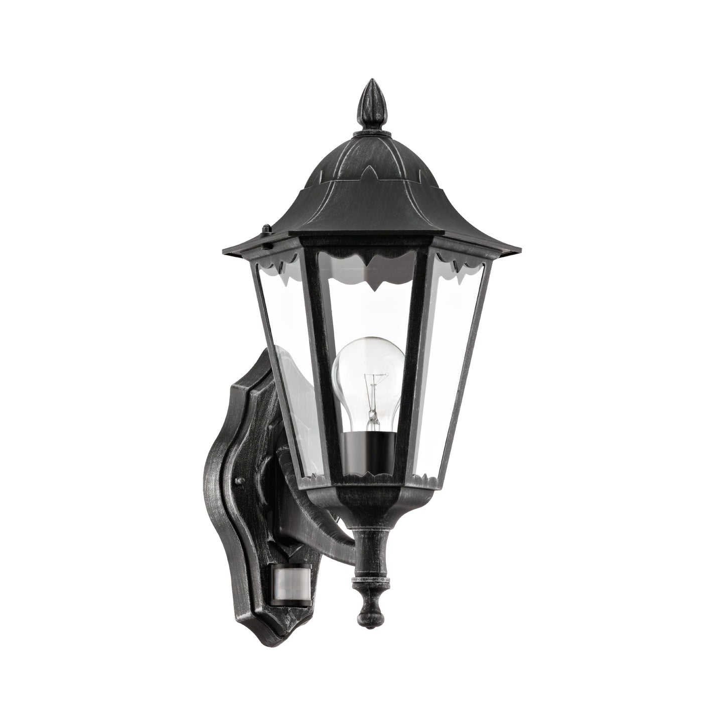 Navedo Black Outdoor Wall Light Upwards with Sensor