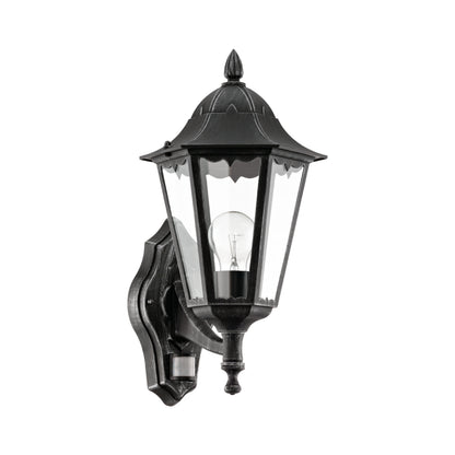 Navedo Black Outdoor Wall Light Upwards with Sensor