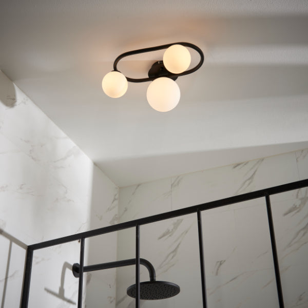 Pulsa Matt Black Ceiling Light IP44