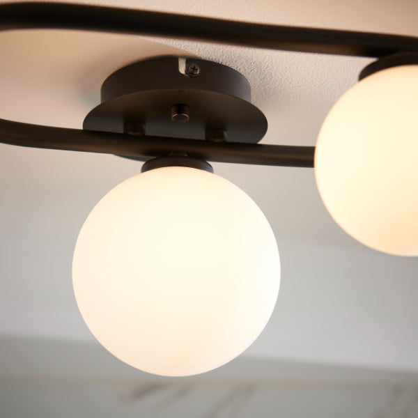 Pulsa Matt Black Ceiling Light IP44