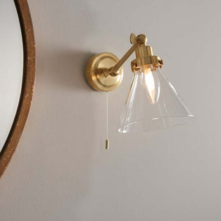 Faraday Satin Brass IP44 Wall Light