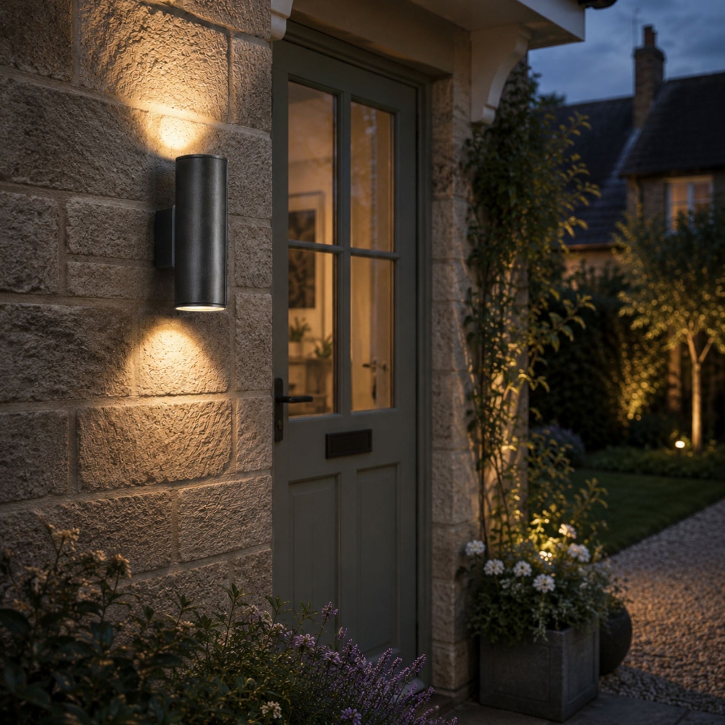 Riga 2-Light Grey LED Outdoor Wall Light