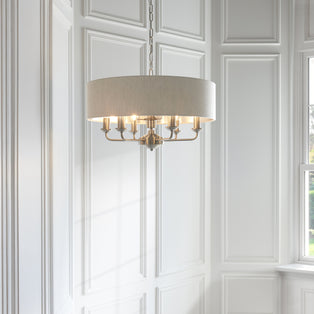Highclere 6 Light Pendant Brushed Chrome