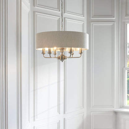 Highclere 6 Light Pendant Brushed Chrome