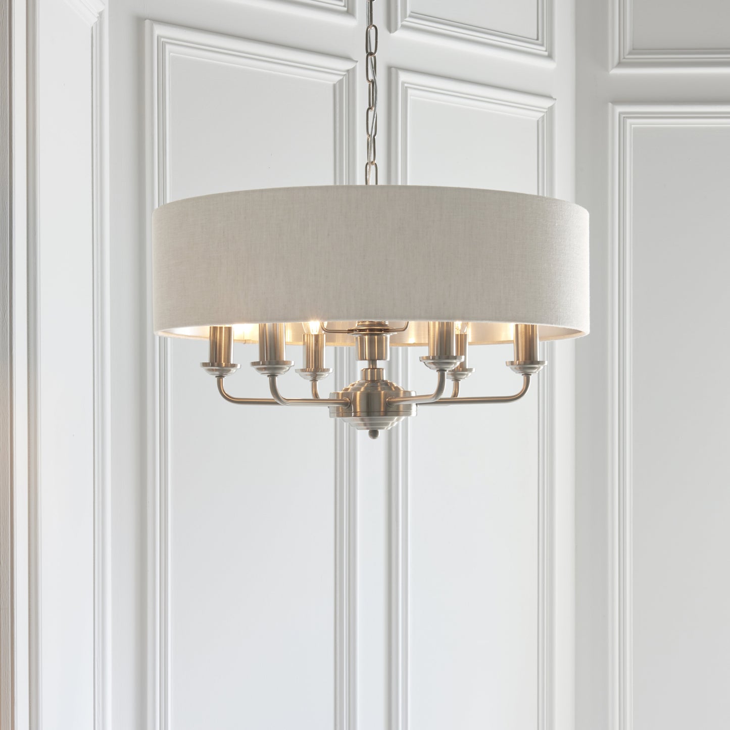 Highclere 6 Light Pendant Brushed Chrome