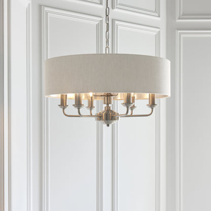 Highclere 6 Light Pendant Brushed Chrome