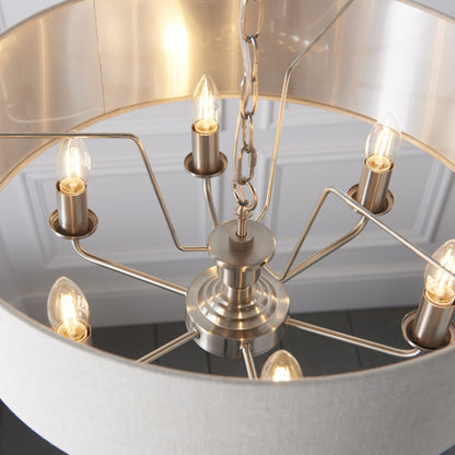 Highclere 6 Light Pendant Brushed Chrome