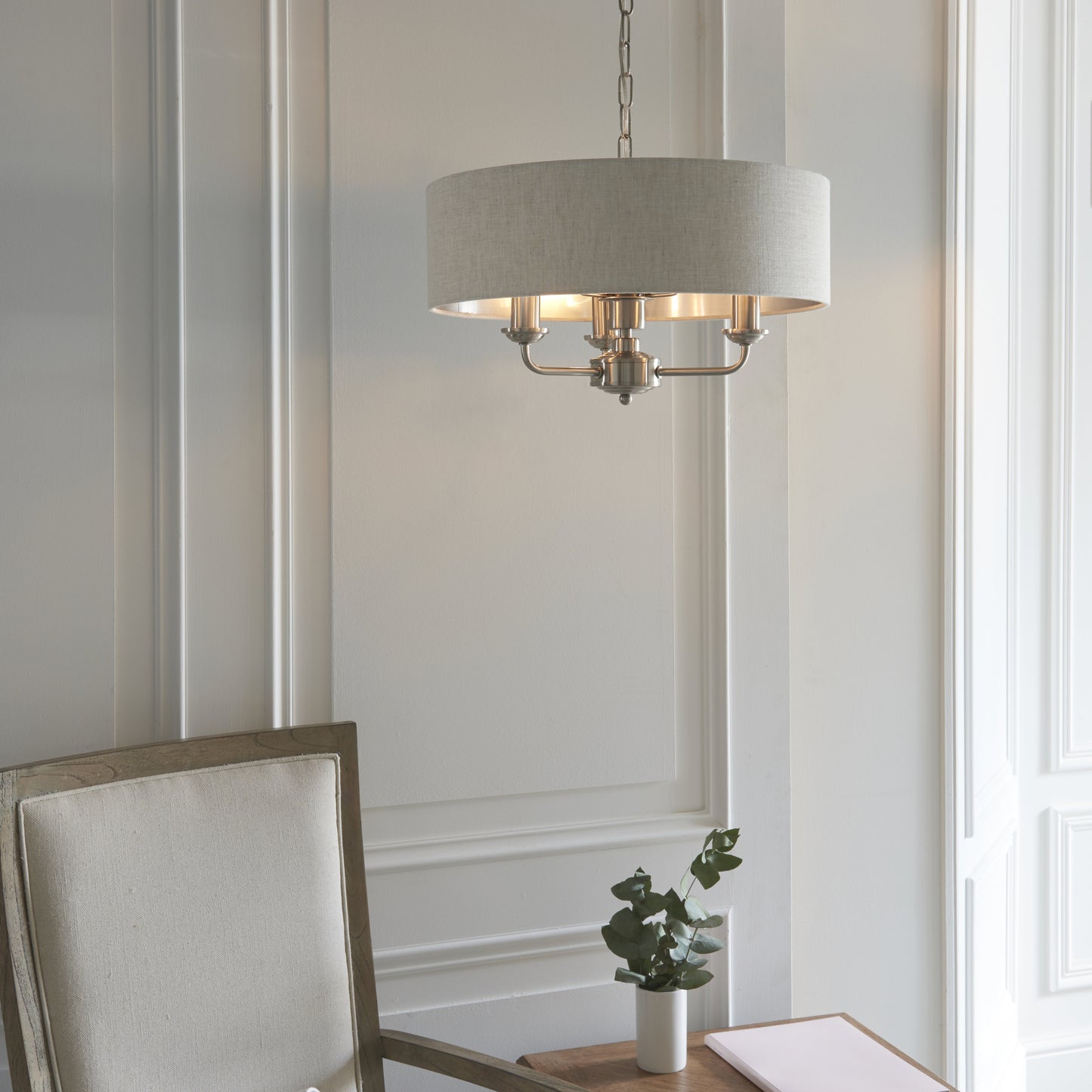 Highclere 3 Light Pendant Brushed Chrome