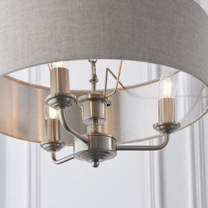 Highclere 3 Light Pendant Brushed Chrome
