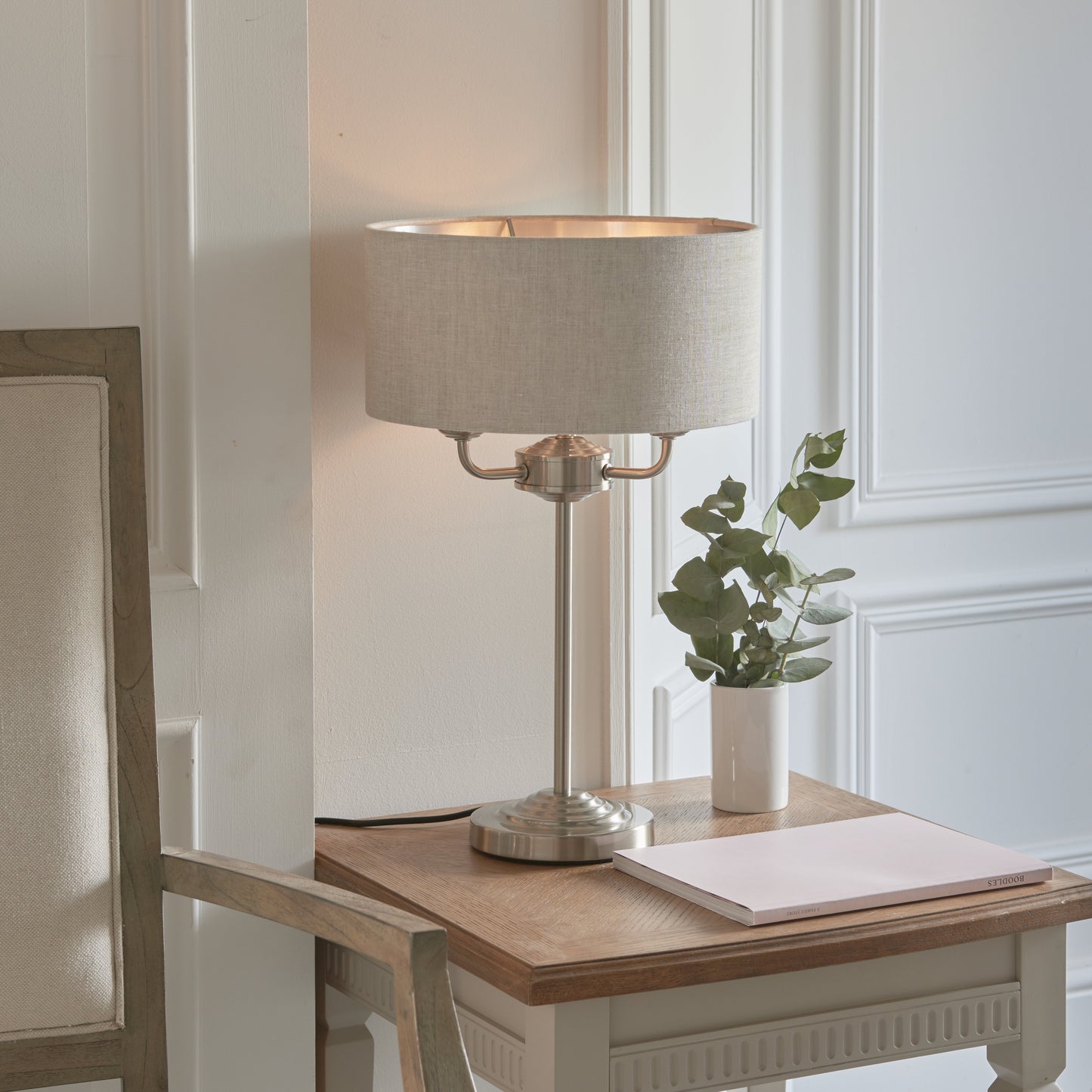 Highclere 3 Light Table Lamp Brushed Chrome