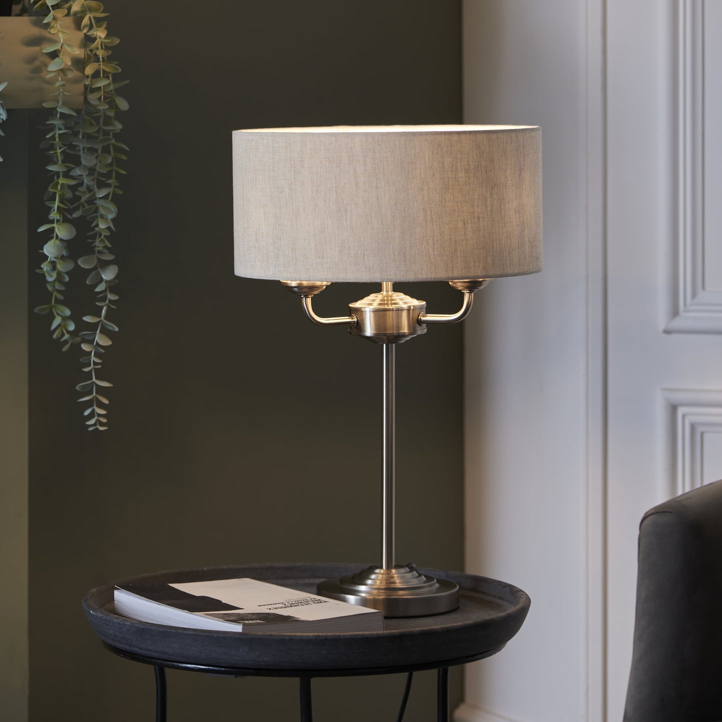 Highclere 3 Light Table Lamp Brushed Chrome