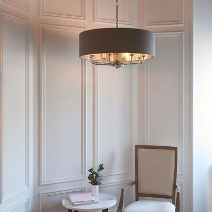 Highclere 6 Light Nickel & Charcoal Ceiling Pendant