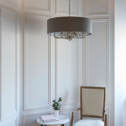 Highclere 6 Light Nickel & Charcoal Ceiling Pendant