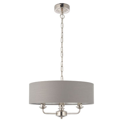 Highclere 3 Light Nickel & Charcoal Ceiling Pendant