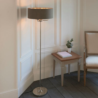 Highclere 3 Light Nickel & Charcoal Floor Lamp