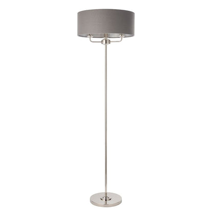 Highclere 3 Light Nickel & Charcoal Floor Lamp