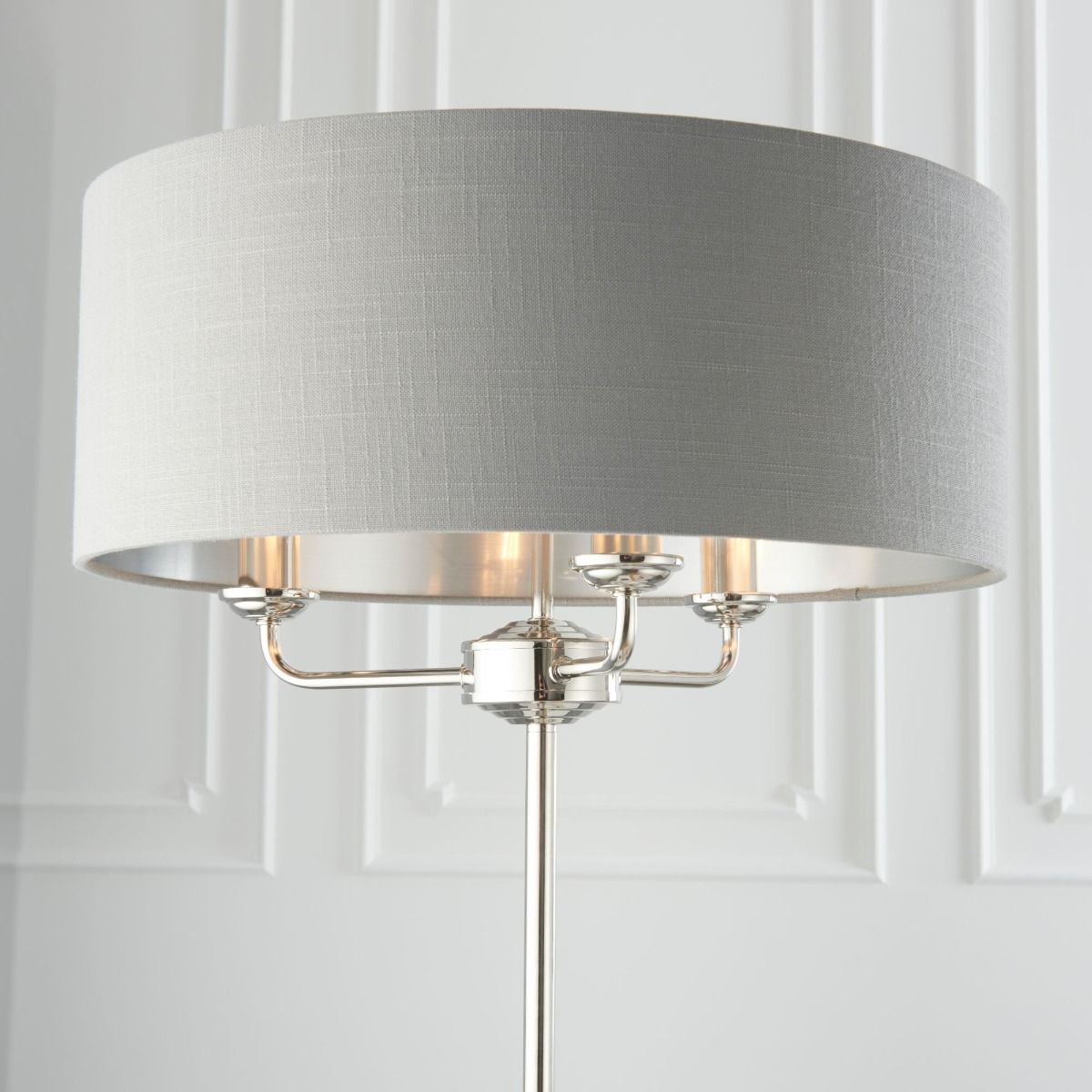Highclere 3 Light Nickel & Charcoal Floor Lamp