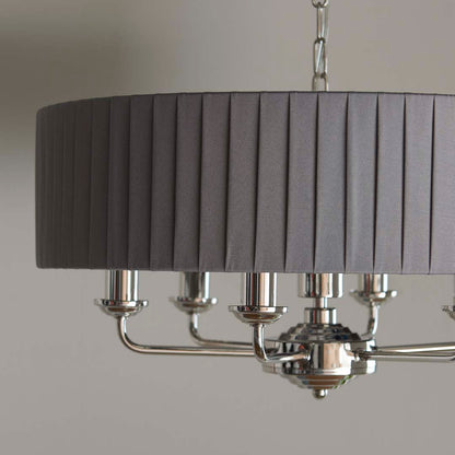 Highclere 6 Light Nickel & Charcoal Pleated Ceiling Pendant