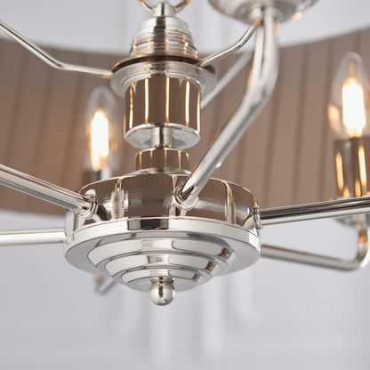 Highclere 6 Light Nickel & Charcoal Pleated Ceiling Pendant