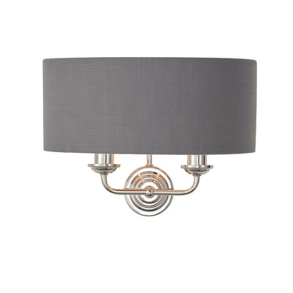 Highclere 2 Light Nickel & Charcoal Wall Light