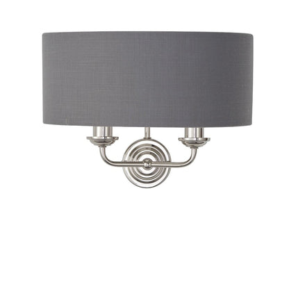 Highclere 2 Light Nickel & Charcoal Wall Light