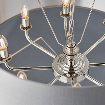 Highclere 8 Light Nickel & Charcoal Ceiling Pendant