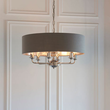 Highclere 8 Light Nickel & Charcoal Ceiling Pendant