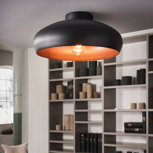 Mogano Black & Copper Flush Ceiling Light