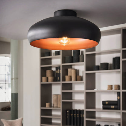 Mogano Black & Copper Flush Ceiling Light