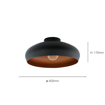 Mogano Black & Copper Flush Ceiling Light