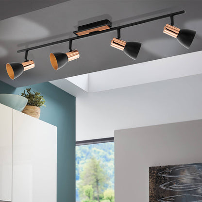 Barnham 4 Light Black & Copper Spotlight Bar