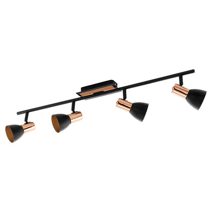 Barnham 4 Light Black & Copper Spotlight Bar