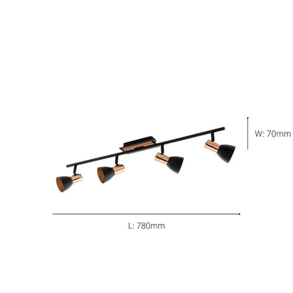 Barnham 4 Light Black & Copper Spotlight Bar