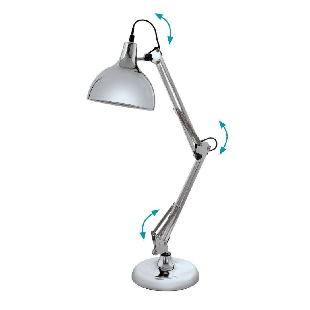 Borgillio Polished Chrome Desk Table Lamp