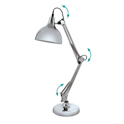 Borgillio Polished Chrome Desk Table Lamp