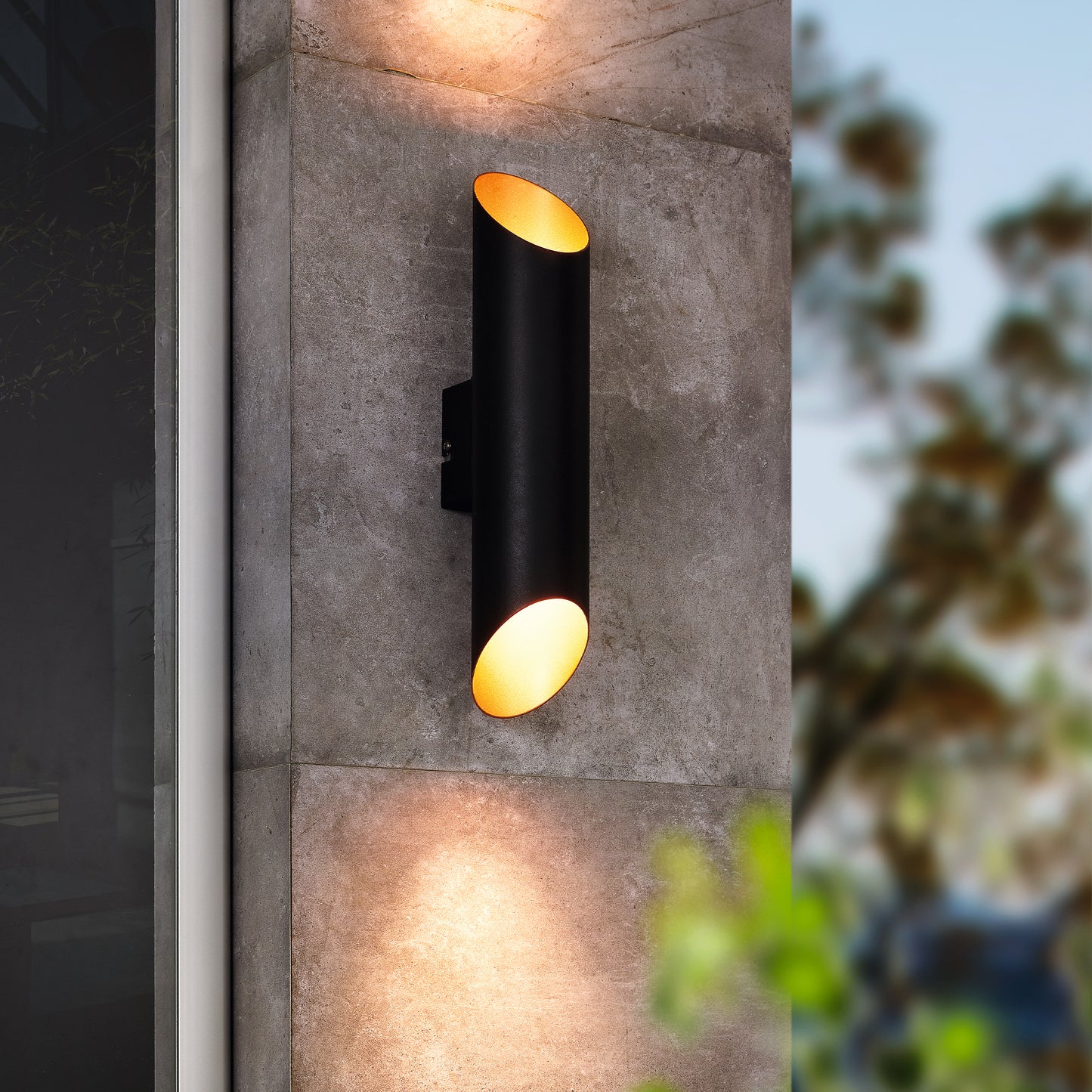 Agolada 2-Light Black LED Outdoor Wall Light