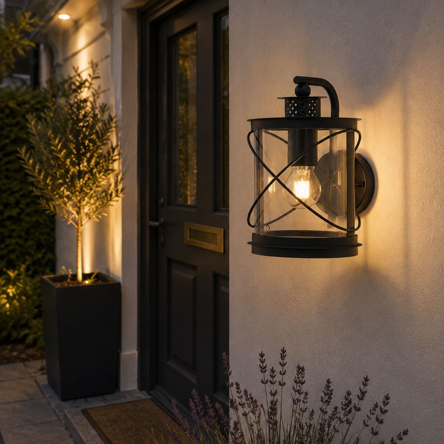 Hilburn Black Outdoor Wall Light