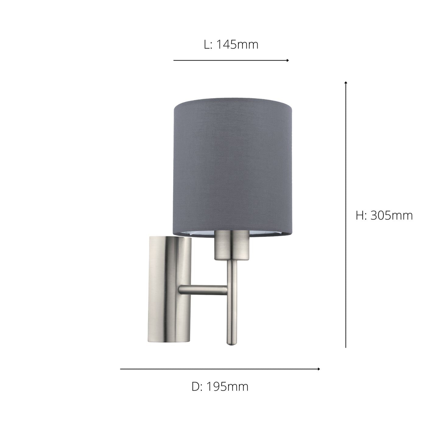 Pasteri Grey Wall Light with Switch