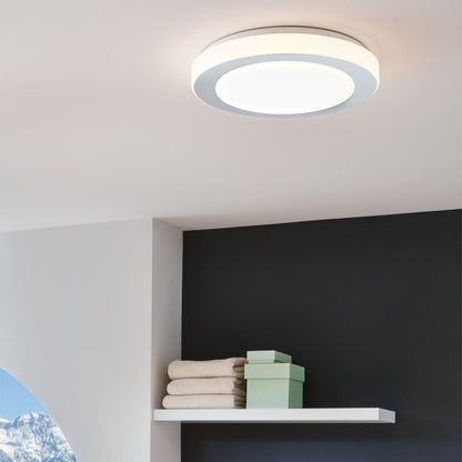 Carpi Silver LED Bathroom Flush Ceiling Light