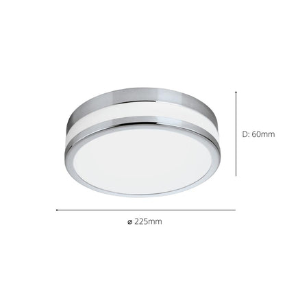 Palermo Chrome LED Bathroom Flush Ceiling Light