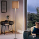 Pasteri Satin Nickel Floor Lamp with Taupe Shade