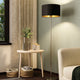 Maserlo Satin Nickel Floor Lamp with Black Shade
