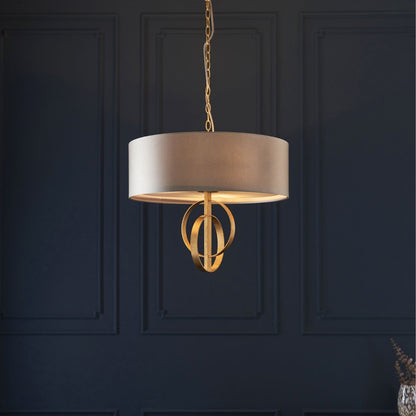Serenity 3 Light Antique Gold & Mink Pendant Ceiling Light