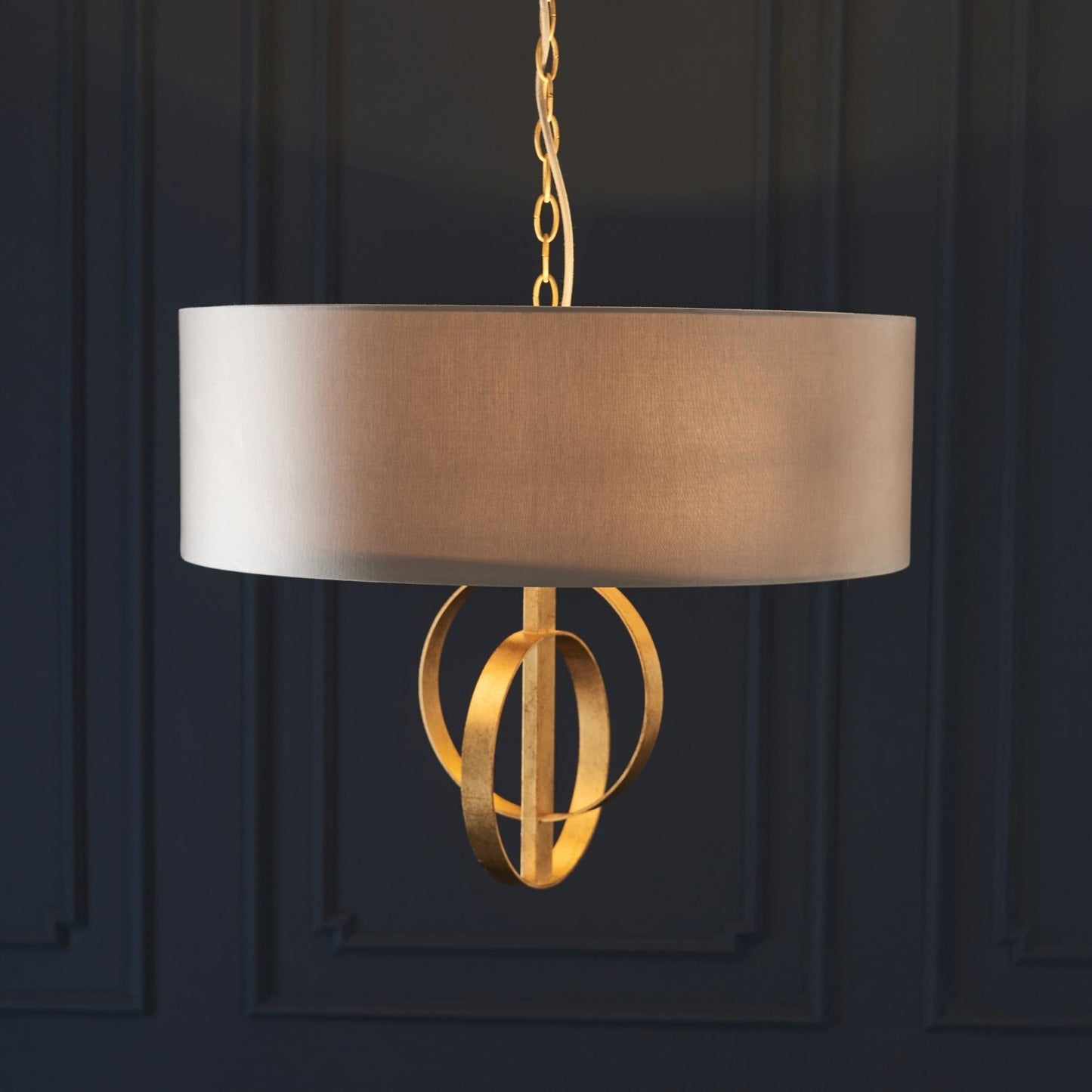Serenity 3 Light Antique Gold & Mink Pendant Ceiling Light