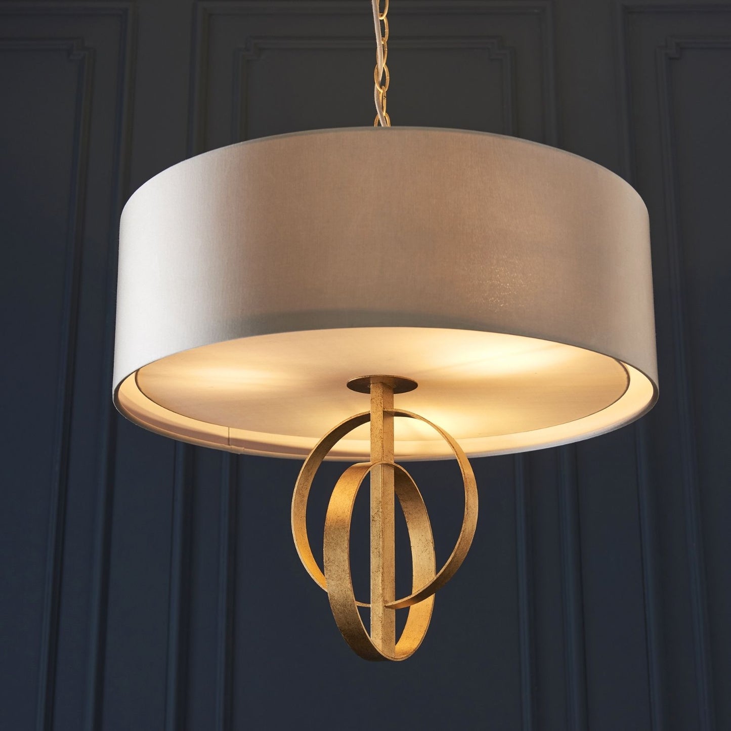 Serenity 3 Light Antique Gold & Mink Pendant Ceiling Light