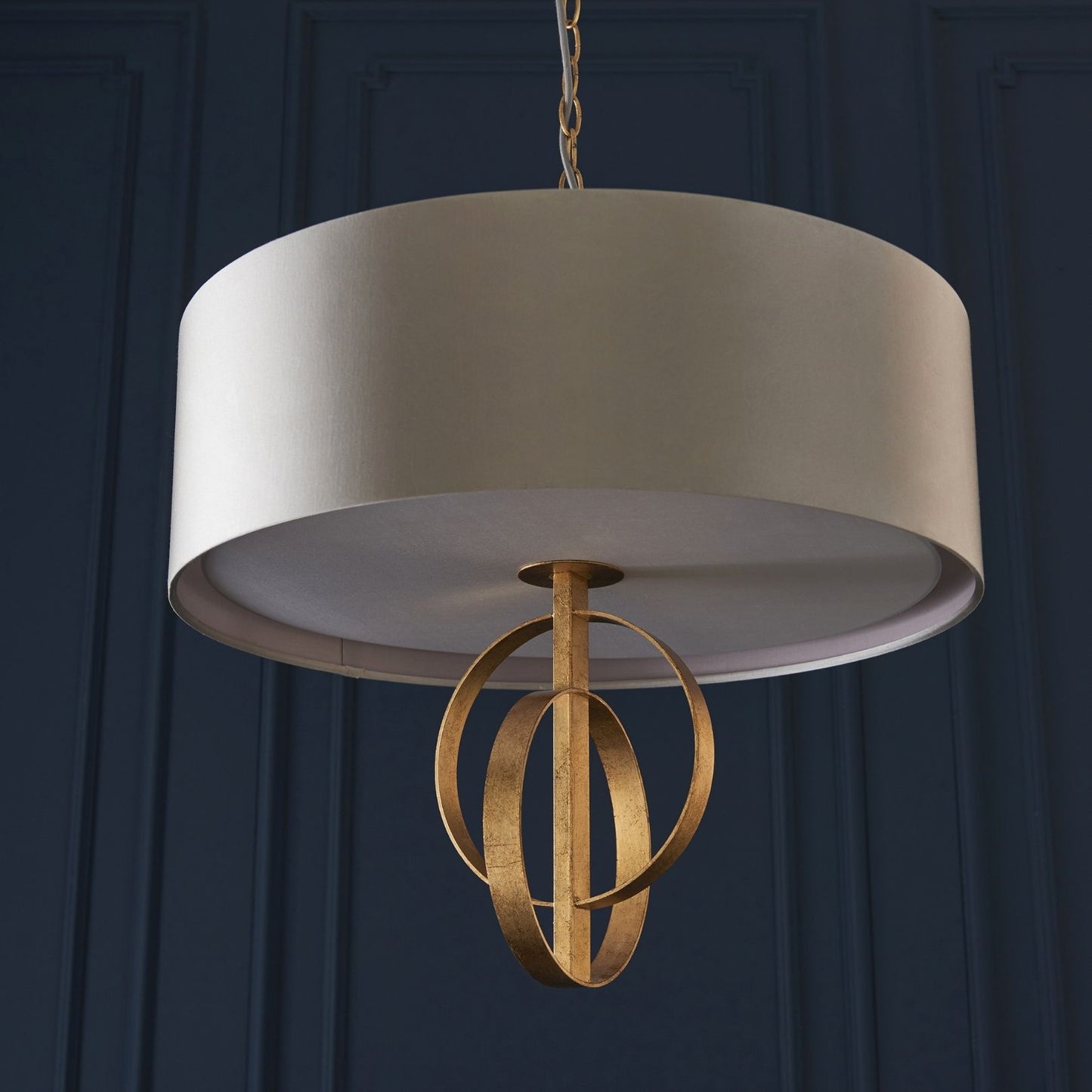 Serenity 3 Light Antique Gold & Mink Pendant Ceiling Light