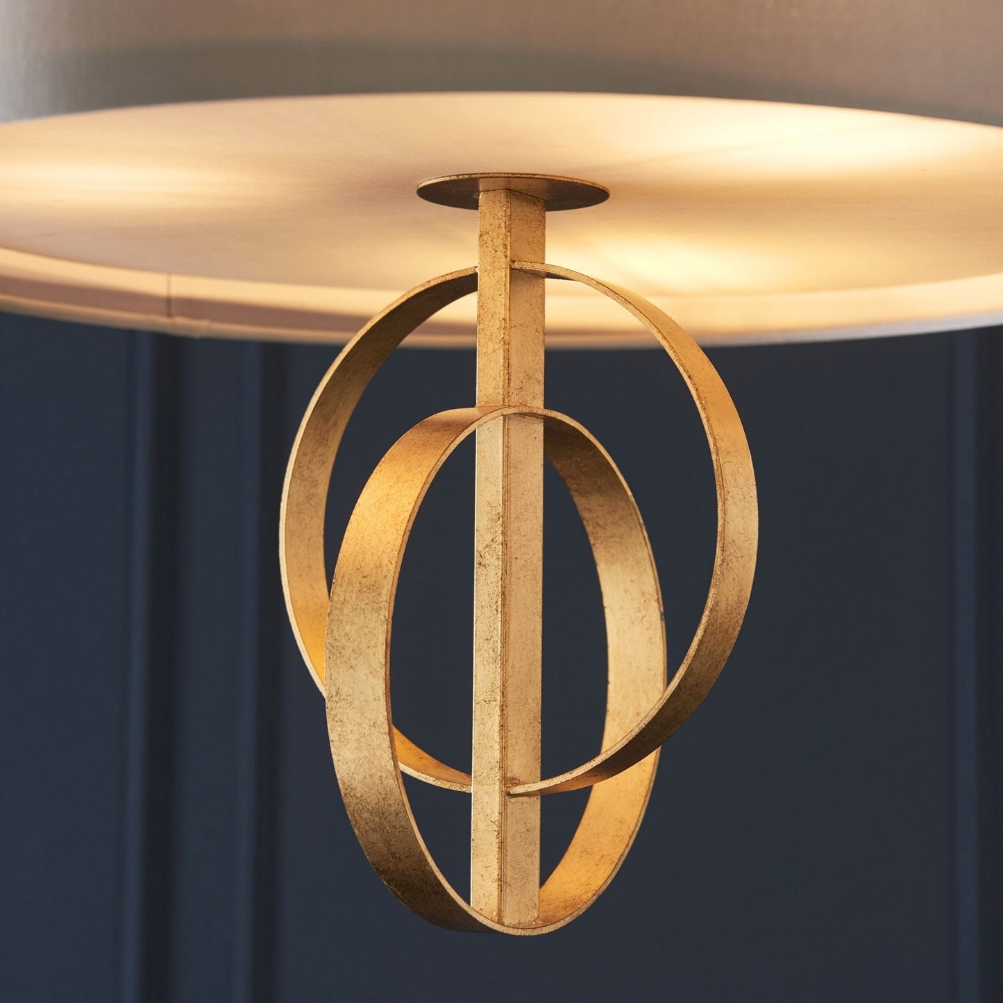 Serenity 3 Light Antique Gold & Mink Pendant Ceiling Light